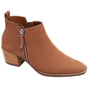 Paolo Cognac Suede Ankle Bootie with Side Zip